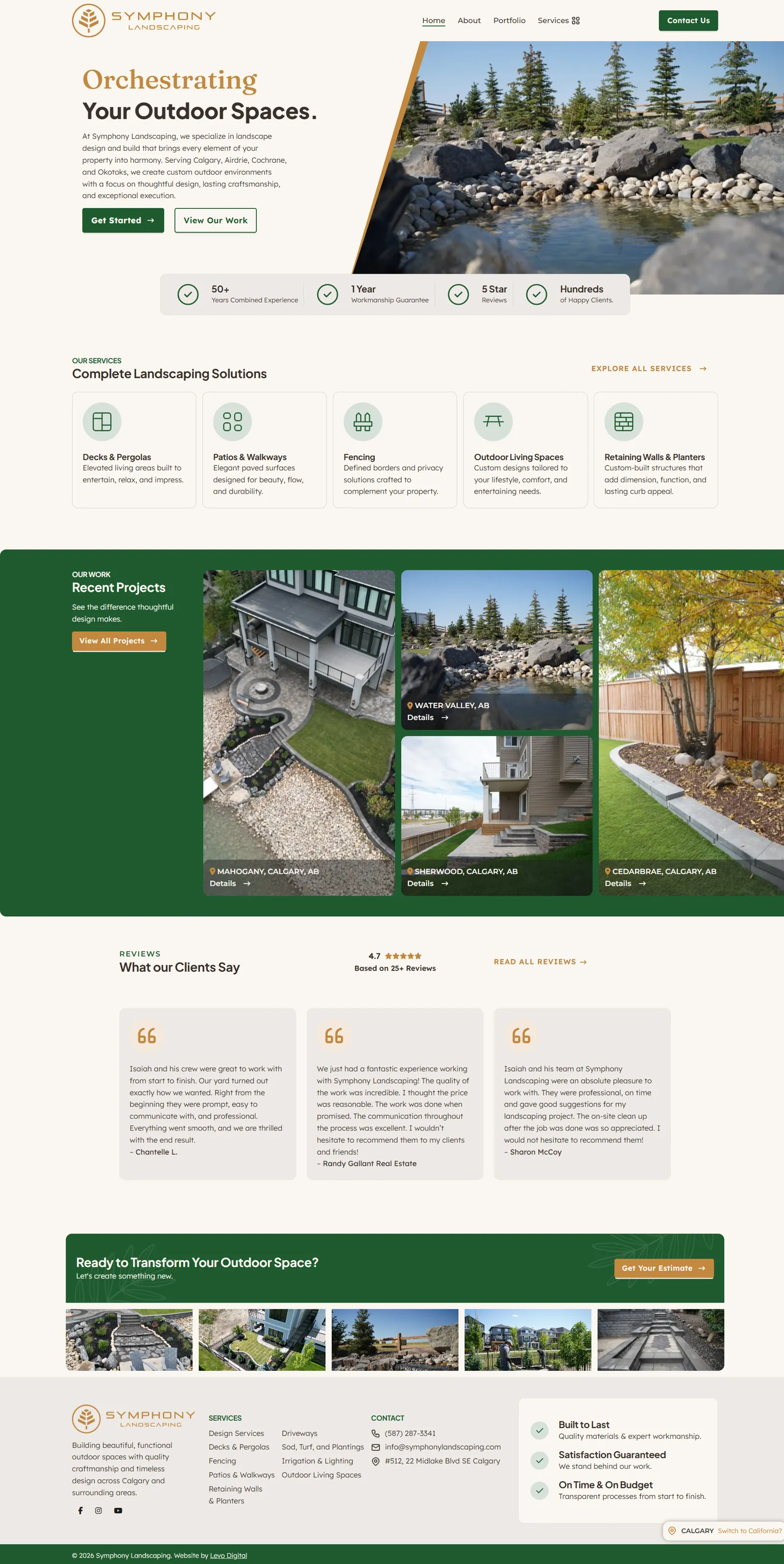 Symphony Landscaping website